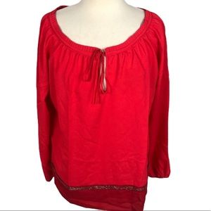 New York & Company M red blouse keyhole String